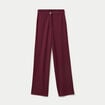 Pantalon large taille haute rouge femme
