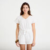 Combishort pliss&eacute; blanc femme