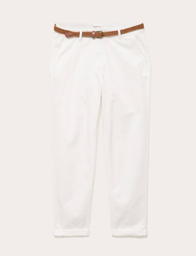 Pantalon chino 7/8&egrave;me ecru femme