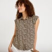 Chemise ample sans manches col classique ecru femme
