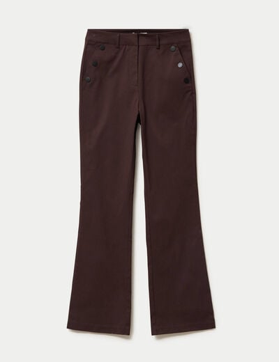 Pantalon bootcut &agrave; pont marron fonc&eacute; femme