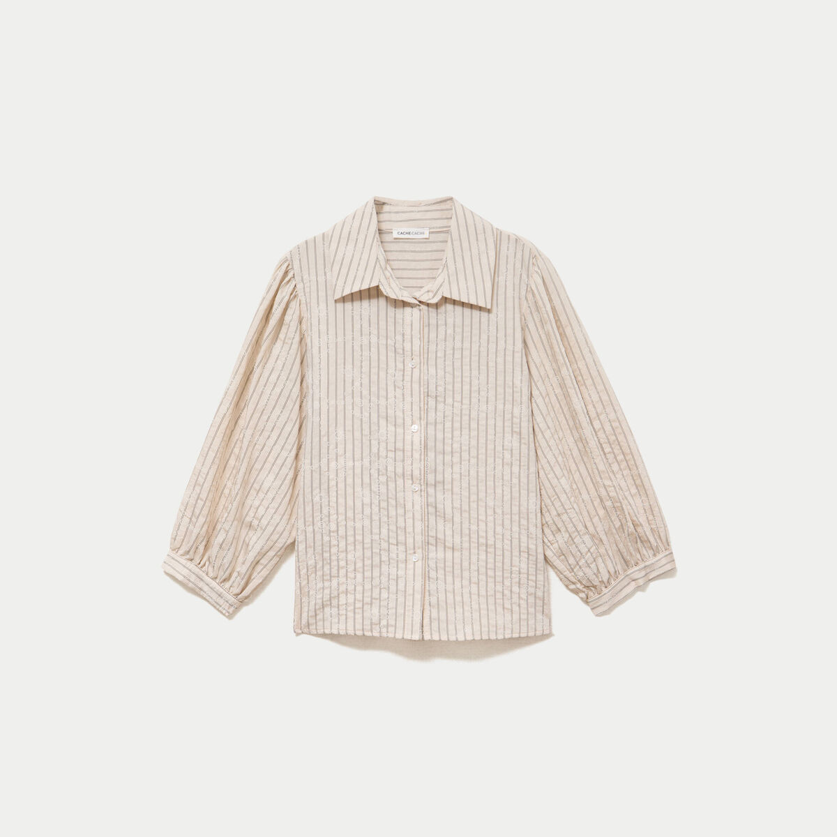 Chemise droite col classique manches 3/4 blanc femme