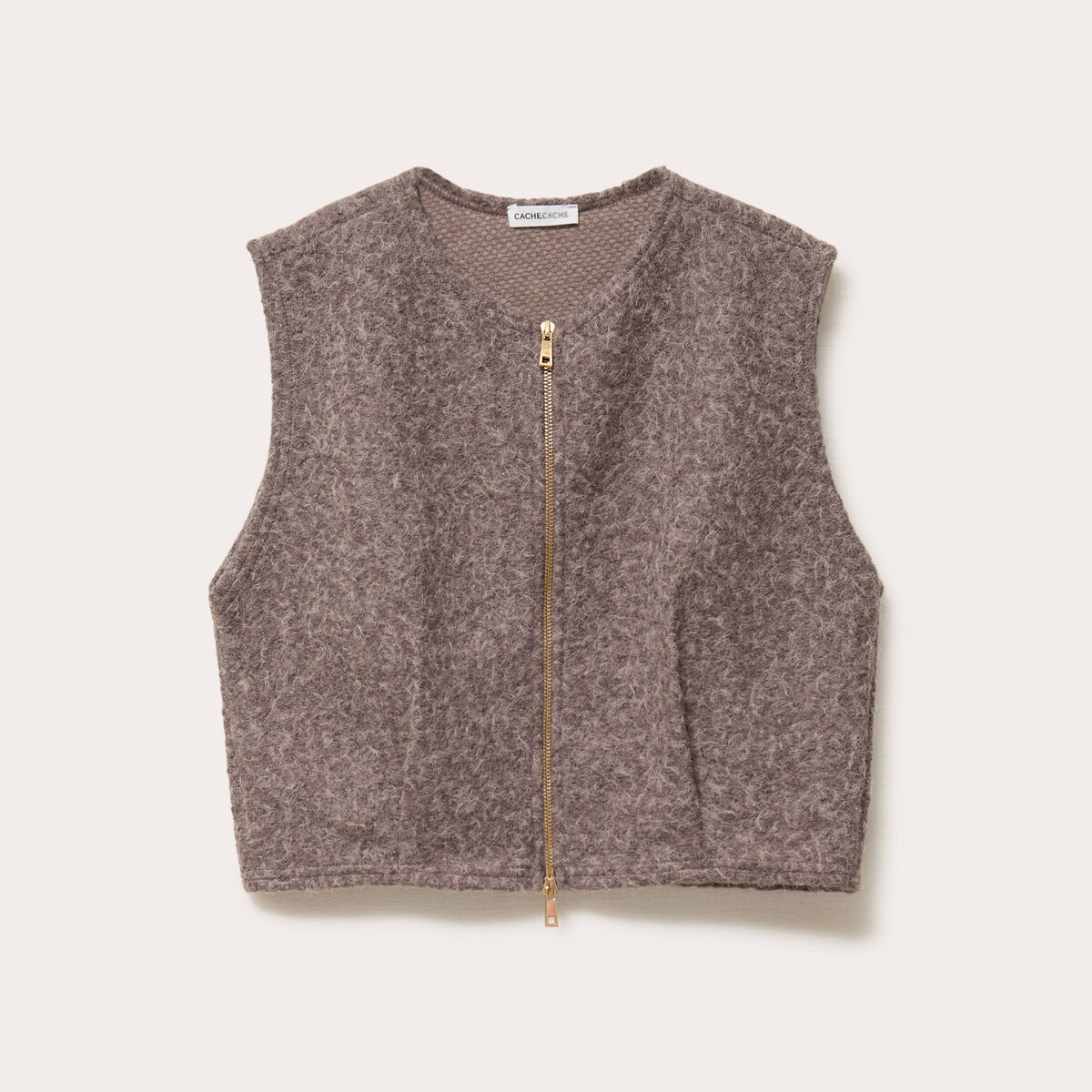 Veste sans manches effet polaire sable femme