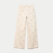 Jean wide leg taille haute brod&eacute; denim blanc femme