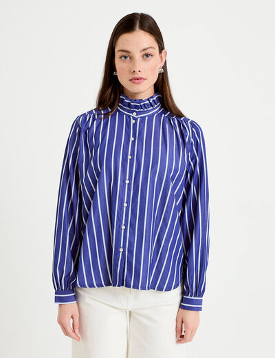 Chemise oversize manches longues bleu femme