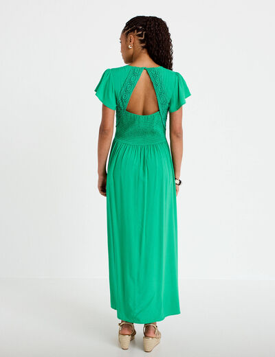 Robe longue &eacute;vas&eacute;e vert femme