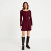 Robe pull patineuse manches longues bordeaux femme