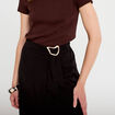 Jupe &eacute;vas&eacute;e longueur 3/4 avec bijou noir femme