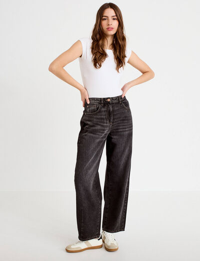 Jeans baggy taille basse denim snow noir femme