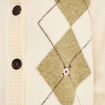Gilet broderie col rond manches longues ecru femme