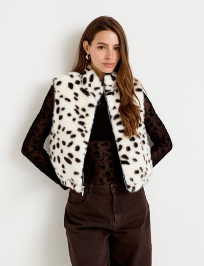 Veste sans manches col montant noir femme