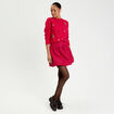 Gilet col rond manches longues rouge clair femme