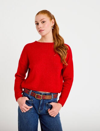 Pull manches longues rouge femme