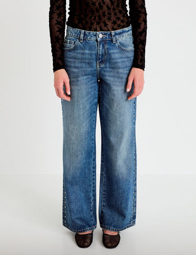 Jean wide leg taille basse denim double stone femme
