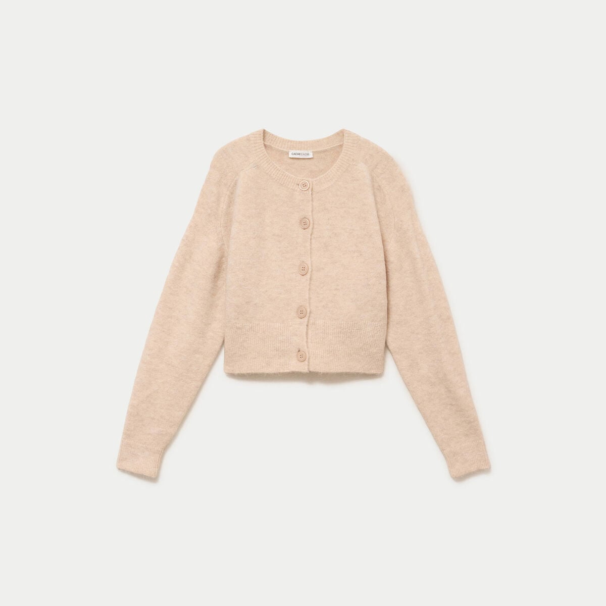 Gilet col rond ecru femme