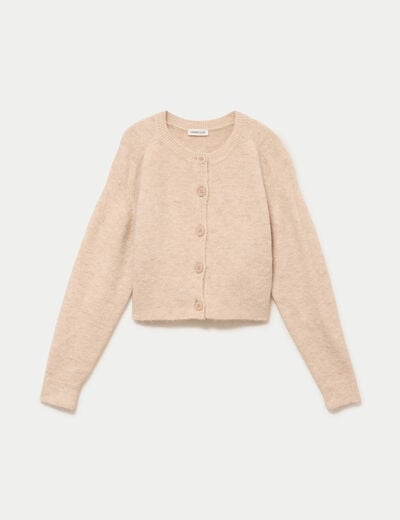 Gilet col rond ecru femme