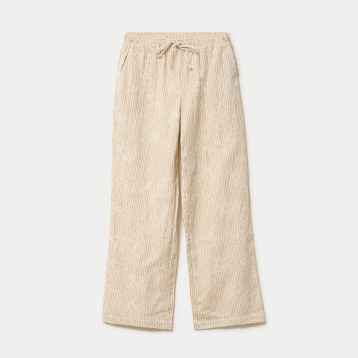 Pantalon large taille standard beige moyen femme