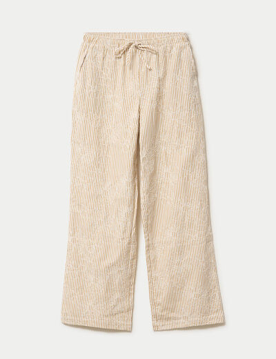 Pantalon large taille standard beige moyen femme