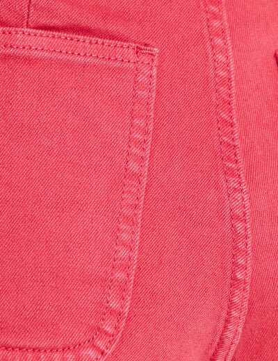 Jean wide leg cropped taille haute rose framboise femme