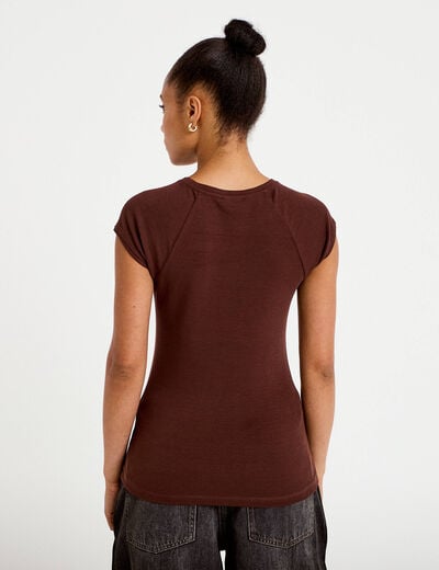 T-shirt manches courtes marron femme