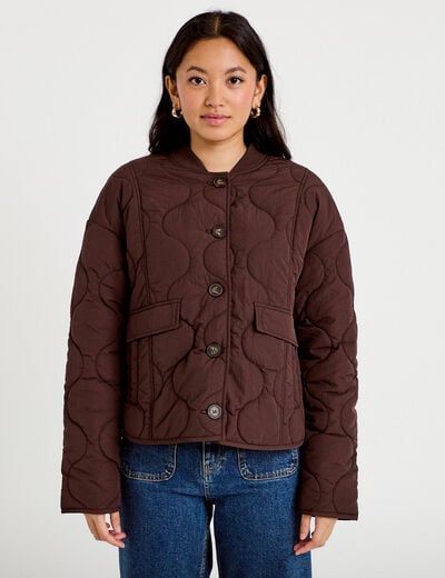 Veste ample manches longues marron fonc&eacute; femme
