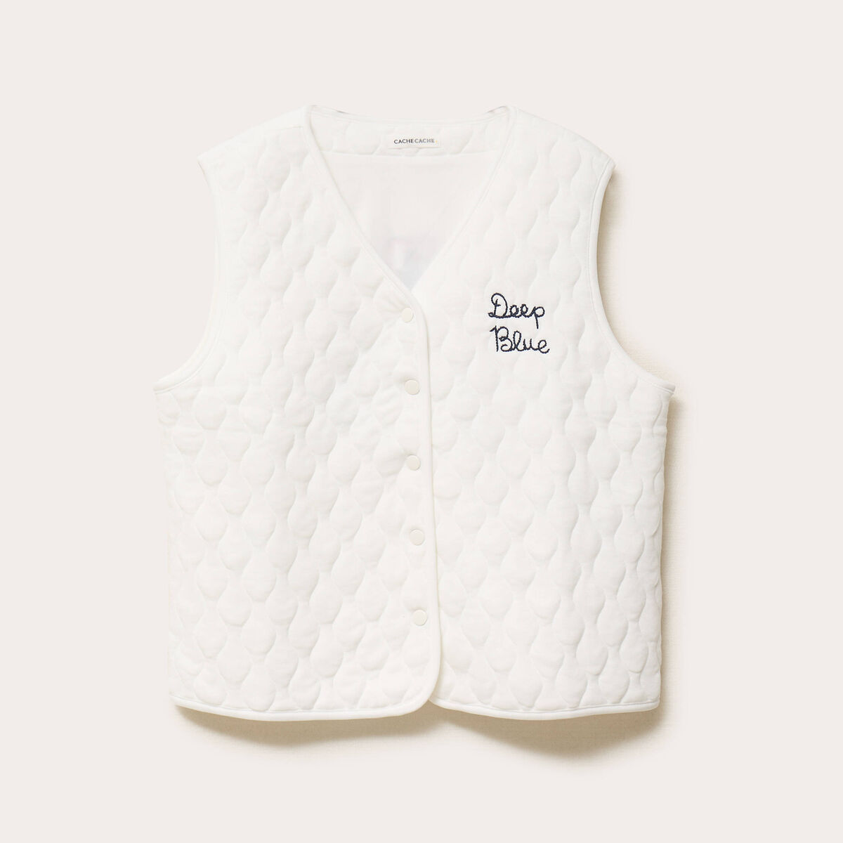 Gilet sans manches matelass&eacute; ecru femme