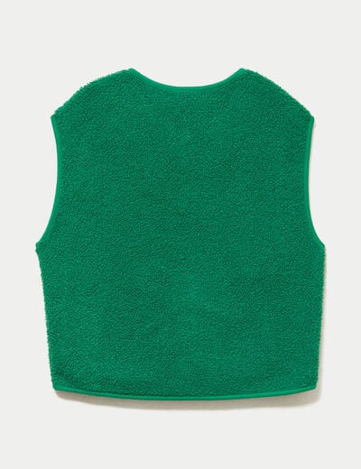Gilet sans manches effet polaire vert fonc&eacute; femme