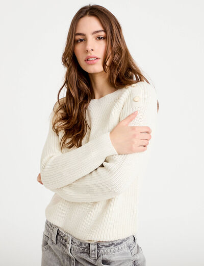 Pull manches longues ecru femme