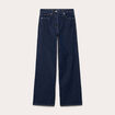 Jean wide leg taille haute Petite denim blue black femme