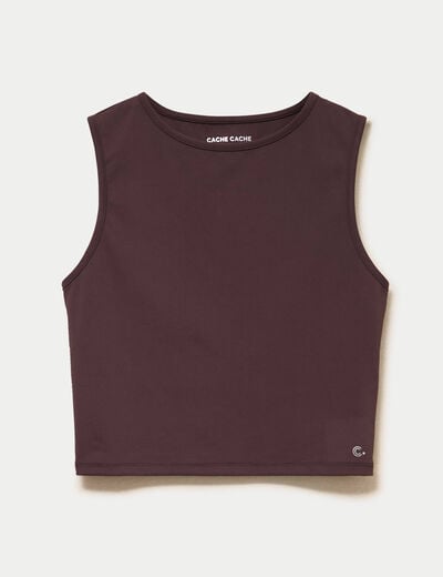 D&eacute;bardeur col rond activewear marron fonc&eacute; femme