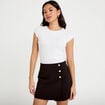 Jupe-short &eacute;vas&eacute;e taille haute noir femme