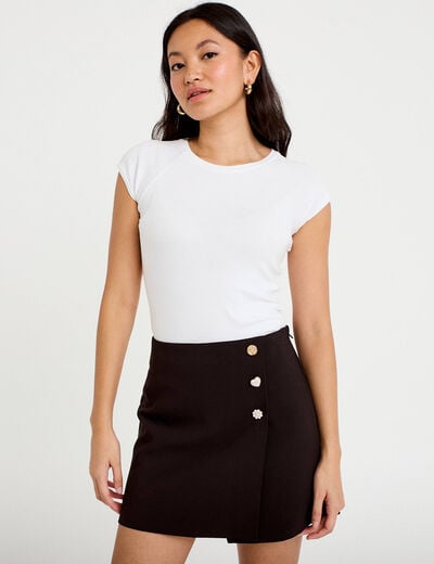 Jupe-short &eacute;vas&eacute;e taille haute noir femme