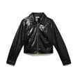 Veste droite cropped en similicuir noir femme