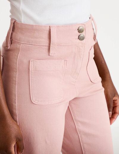 Jean bootcut taille haute rose clair femme