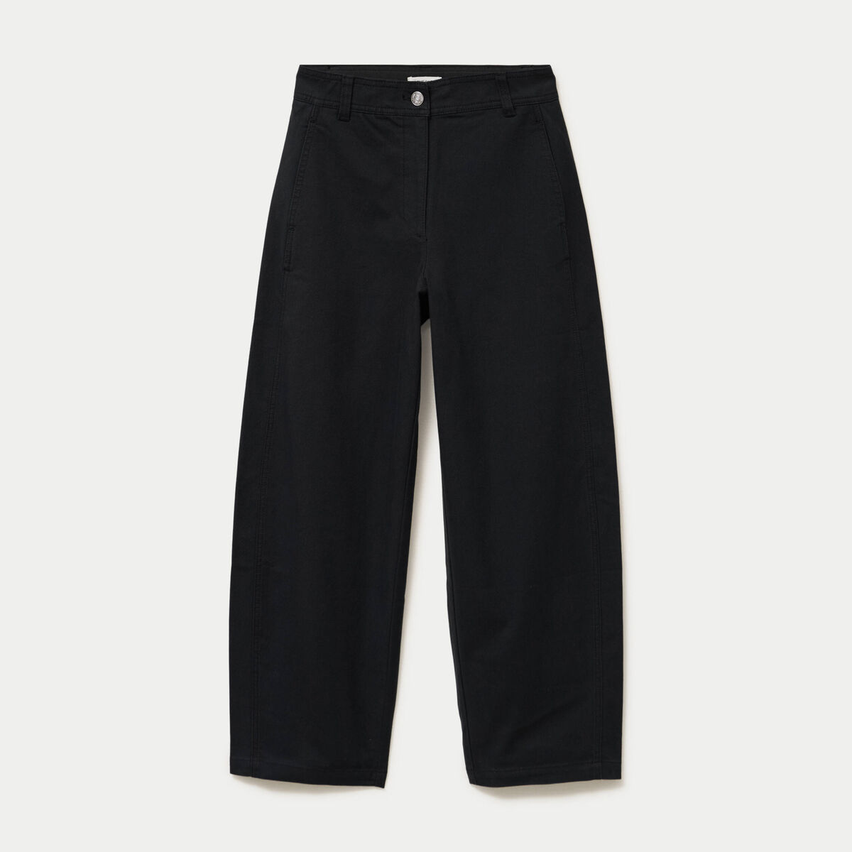 Pantalon chino coupe barrel noir femme