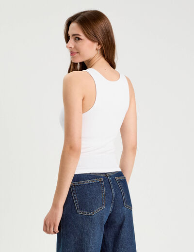 D&eacute;bardeur c&ocirc;tel&eacute; avec brassi&egrave;re int&eacute;gr&eacute;e blanc femme