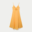 Robe longue &eacute;vas&eacute;e &agrave; fines bretelles orange clair femme