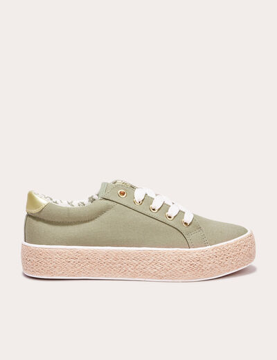 Baskets espadrilles plates vert kaki femme
