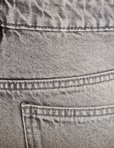 Short mom taille haute en jean denim gris femme
