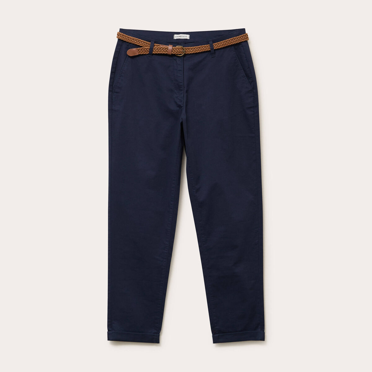 Pantalon chino 7/8&egrave;me bleu marine femme