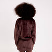 Veste fausse fourrure marron fonc&eacute; femme