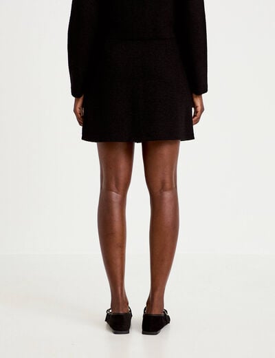 Jupe-short trap&egrave;ze en maille noir femme