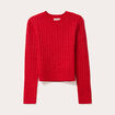 Pull ajust&eacute; col rond manches longues rouge femme
