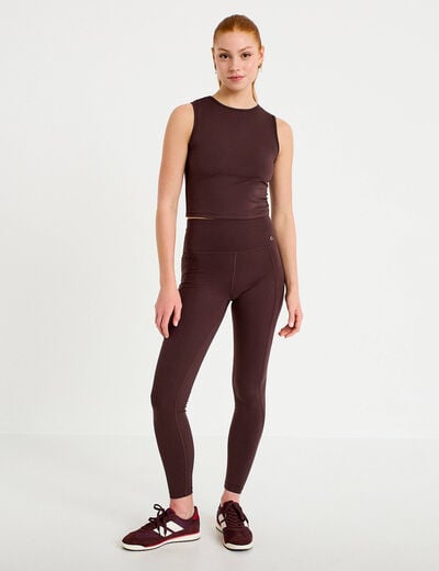 D&eacute;bardeur col rond activewear marron fonc&eacute; femme
