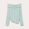 Pull cintr&eacute; ajour&eacute; manches longues vert clair femme