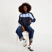 Veste cropped &agrave; capuche manches longues bleu marine femme