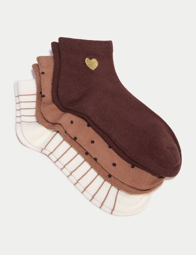 Lot de 3 paires chaussettes marron fonc&eacute; femme