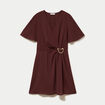 Robe courte &eacute;vas&eacute;e col v manches courtes marron femme
