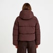 Doudoune droite cropped &agrave; capuche marron fonc&eacute; femme