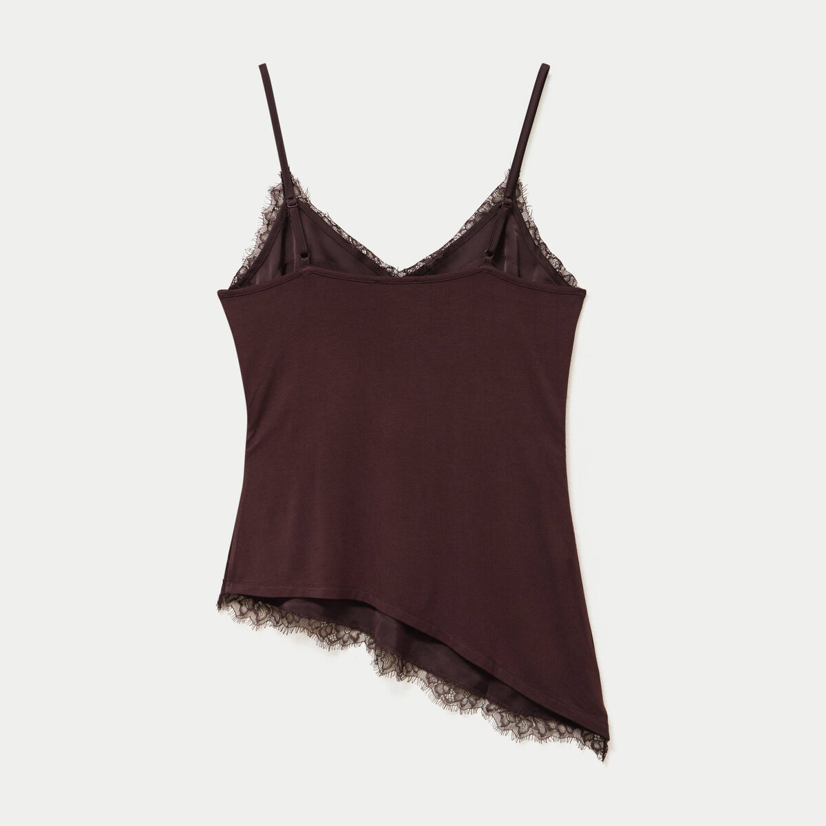 D&eacute;bardeur ajust&eacute; d&eacute;collet&eacute; dentelle marron fonc&eacute; femme